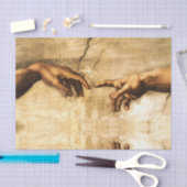 ヴィンテージアダム神の手ミケランジェロの創造 薄葉紙 (クラフト)