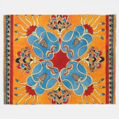 ヴィンテージアッシリアオーナメント フリースブランケット (正面(横))