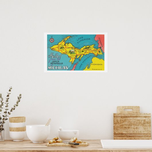 ヴィンテージアッパー半島ミシガン旅行ポスター ポスター (キッチン)