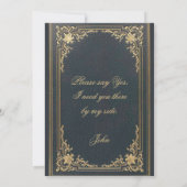 ヴィンテージアップタイムブルー金ゴールド花婿介添人案 招待状 (裏面)