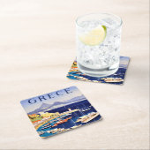 ヴィンテージアテネギリシャトラベル スクエアペーパーコースター (インサイチュ)