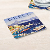 ヴィンテージアテネギリシャトラベル スクエアペーパーコースター (アングル)