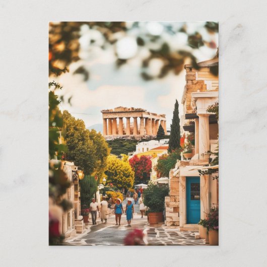 ヴィンテージアテネギリシャ旅行アート ポストカード (正面)