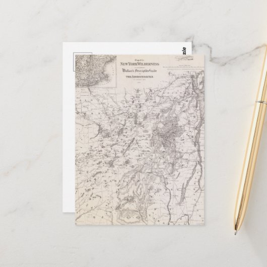 ヴィンテージアディロンダックスの地図 ポストカード (正面/裏面インサイチュ)