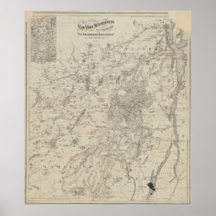 ヴィンテージアディロンダック山脈の地図(1874年) ポスター
