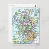 ヴィンテージアトラスの地図 – スコットランド ポストカード (正面/裏面)