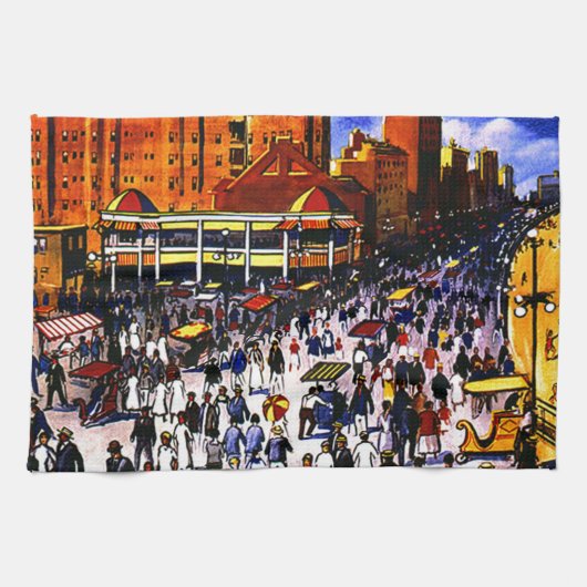 ヴィンテージアトランティックシティトレイン キッチンタオル (横)