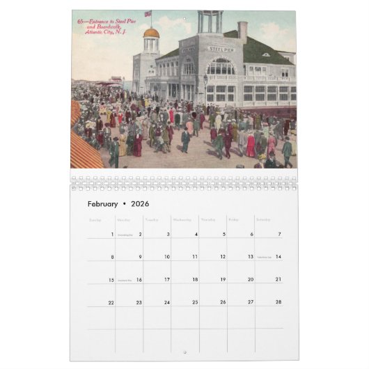 ヴィンテージアトランティックシティニュージャージー暦 カレンダー (2月 2026)