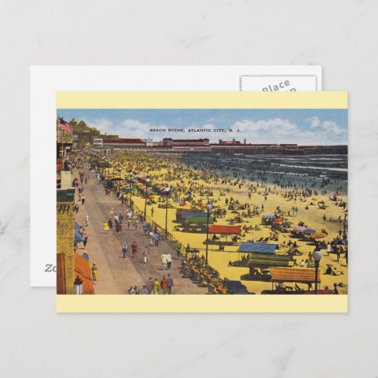 ヴィンテージアトランティックシティビーチはがき ポストカード (正面/裏面)