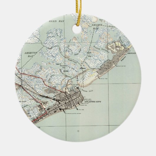 ヴィンテージアトランティックシティNJの地図(1941年) セラミックオーナメント (正面)