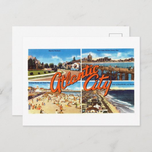 ヴィンテージアトランティック市大文字葉書 ポストカード (正面/裏面)