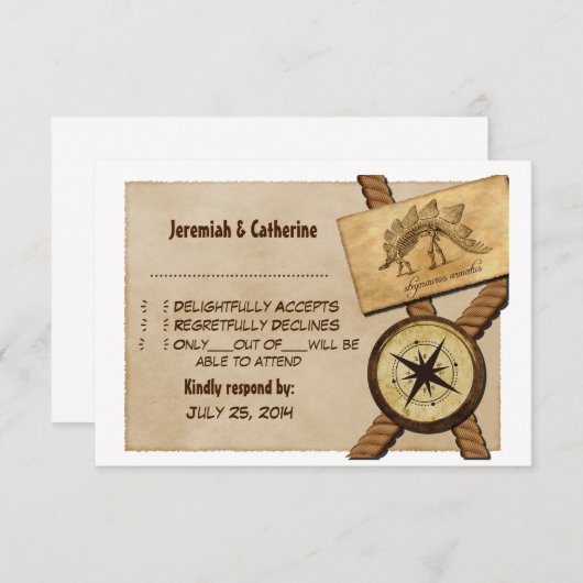 ヴィンテージアドベンチャーウェディングレスポンスカードv6 招待状 (正面/裏面)