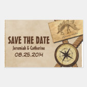 ヴィンテージアドベンチャーウェディング日付シールを保存 長方形シール (正面)