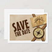 ヴィンテージアドベンチャーウェディング日付ポストカードの保存 案内ポストカード (正面/裏面)