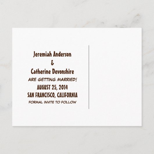 ヴィンテージアドベンチャーウェディング日付ポストカードの保存 案内ポストカード (裏面)