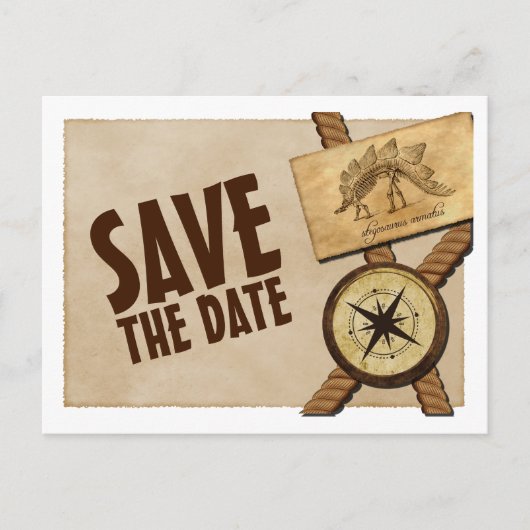 ヴィンテージアドベンチャーウェディング日付ポストカードの保存 案内ポストカード (正面)