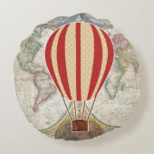 ヴィンテージアドベンチャーホットエアバルーンワールドマップ ラウンドクッション (裏面)