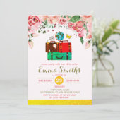 ヴィンテージアドベンチャーワールドトラベル素朴誕生日 招待状 (スタンド正面)