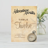 ヴィンテージアドベンチャー結婚トラベルのテーブル番号 招待状 (スタンド正面)