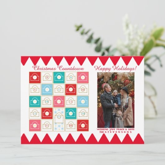 ヴィンテージアドベントカレンダーのクリスマスフォト シーズンカード (スタンド正面)
