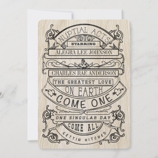 ヴィンテージアドモダンタイポグラフィ結婚ズ 招待状 (裏面)