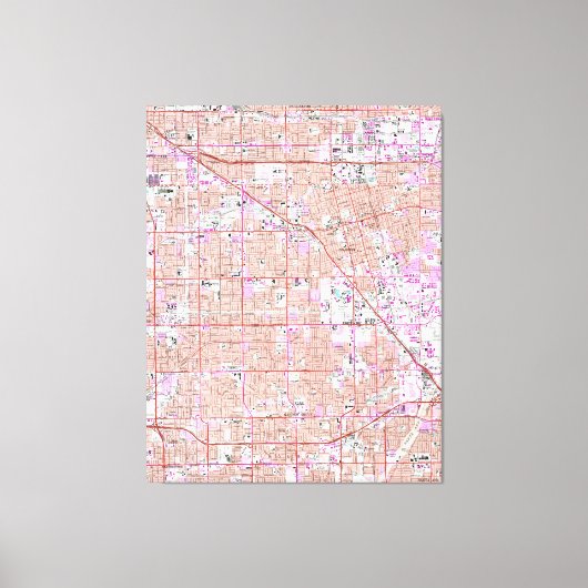 ヴィンテージアナハイム&ガーデングローブCAマップ(1965) キャンバスプリント (正面)