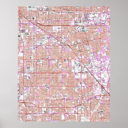 ヴィンテージアナハイム&ガーデングローブCAマップ(1965) ポスター (正面)