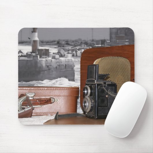 ヴィンテージアナログカメラレコーダーとレトロラジオ マウスパッド (マウス)