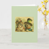 ヴィンテージアニバーサリーキャッツグリーティングカード カード (黄色い花)