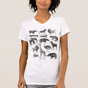 ヴィンテージアニマルサファリイラストレーション Tシャツ