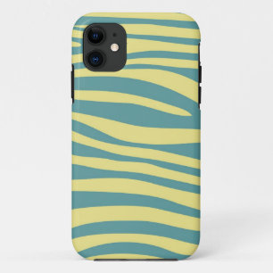 ヴィンテージアニマルプリントのゼブラ(黄色、青)の皮膚 iPhone 11 ケース