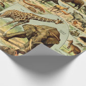 ヴィンテージアニマルプリントアフリカ野生生物 ラッピングペーパー (角)