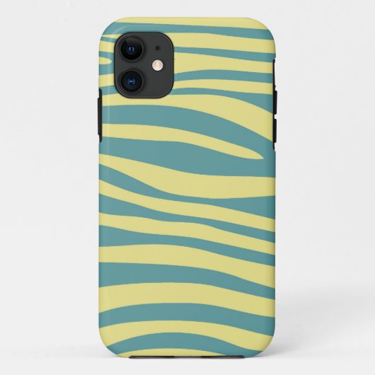ヴィンテージアニマルプリントシマウマの皮(黄、青) Case-Mate iPhoneケース (裏面)