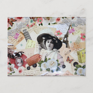ヴィンテージアニョス20 de la elegante mujer con somberro ポストカード