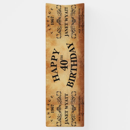 ヴィンテージアニーエイジ誕生日デザイン 横断幕 (縦)