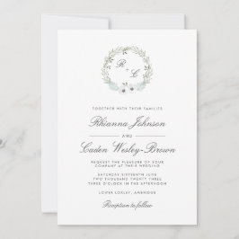 ヴィンテージアネモンリースモノグラム結婚ズ 招待状