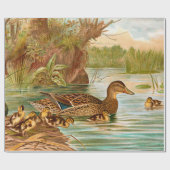 ヴィンテージアヒルの池で2デコパージュ ラッピングペーパー (フラット)