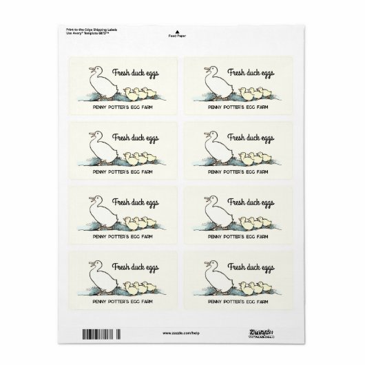 ヴィンテージアヒル生卵カートンラベル ラベル (フルシート)