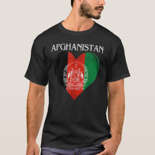 ヴィンテージアフガニスタン国旗のハートハート Tシャツ