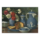 ヴィンテージアフタヌーンコーヒー,ケーキ,紅茶と花 (正面横)