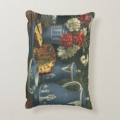 ヴィンテージアフタヌーンコーヒー,ケーキ,紅茶と花 アクセントクッション (裏面(縦))