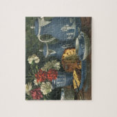 ヴィンテージアフタヌーンコーヒー，ケーキ，紅茶と花 ジグソーパズル (縦)