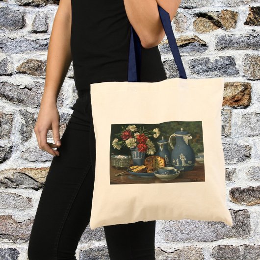 ヴィンテージアフタヌーンコーヒー，ケーキ，紅茶と花 トートバッグ