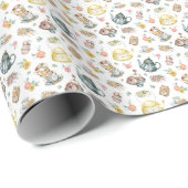 ヴィンテージアフタヌーンティー&バラパターンの白 ラッピングペーパー (ロールコーナー)