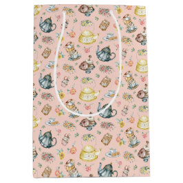 ヴィンテージアフタヌーンティー&バラパターンオンピーチ ミディアムペーパーバッグ