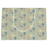 ヴィンテージアフタヌーンティー&バラパターンonグリーン ラージペーパーバッグ (正面)