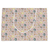 ヴィンテージアフタヌーンティー&バラパターンonピンク ラージペーパーバッグ (正面)