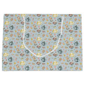 ヴィンテージアフタヌーンティー&バラパターンonブルー ラージペーパーバッグ (正面)