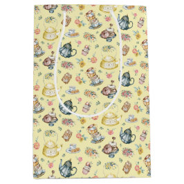 ヴィンテージアフタヌーンティー&バラパターンon黄色 ミディアムペーパーバッグ