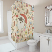 ヴィンテージアフリカのサンタのヒッピーの溝深いクリスマス シャワーカーテン (インサイチュ)